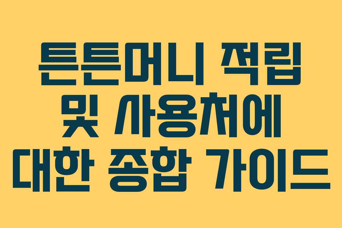 튼튼머니 적립 및 사용처에 대한 종합 가이드