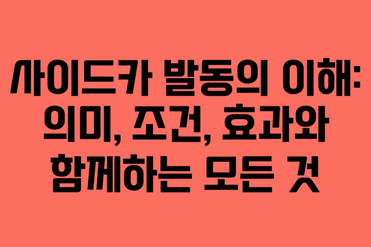 사이드카 발동의 이해: 의미, 조건, 효과와 함께하는 모든 것