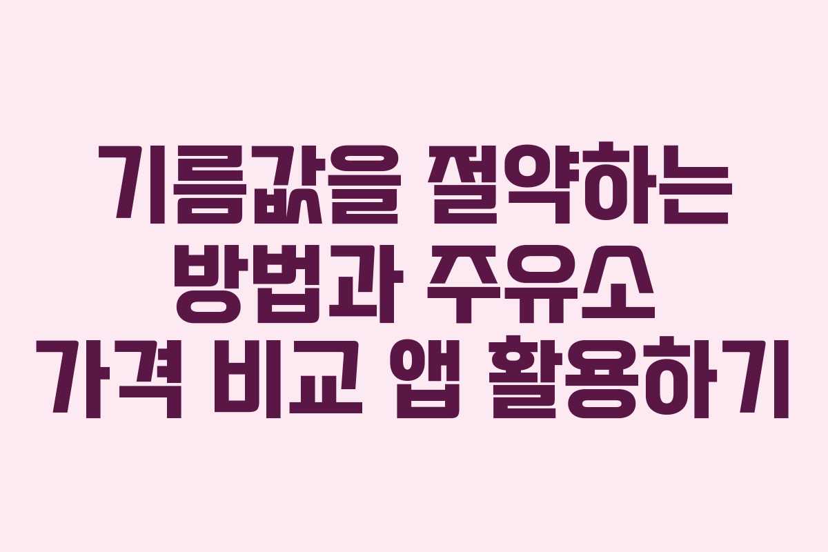 기름값을 절약하는 방법과 주유소 가격 비교 앱 활용하기