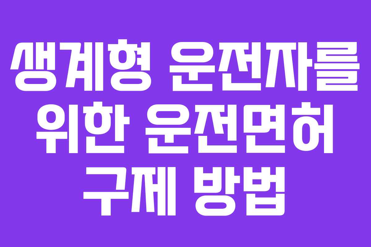 생계형 운전자를 위한 운전면허 구제 방법