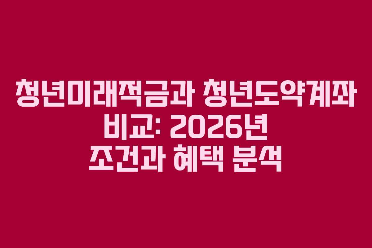 청년미래적금과 청년도약계좌 비교: 2026년 조건과 혜택 분석