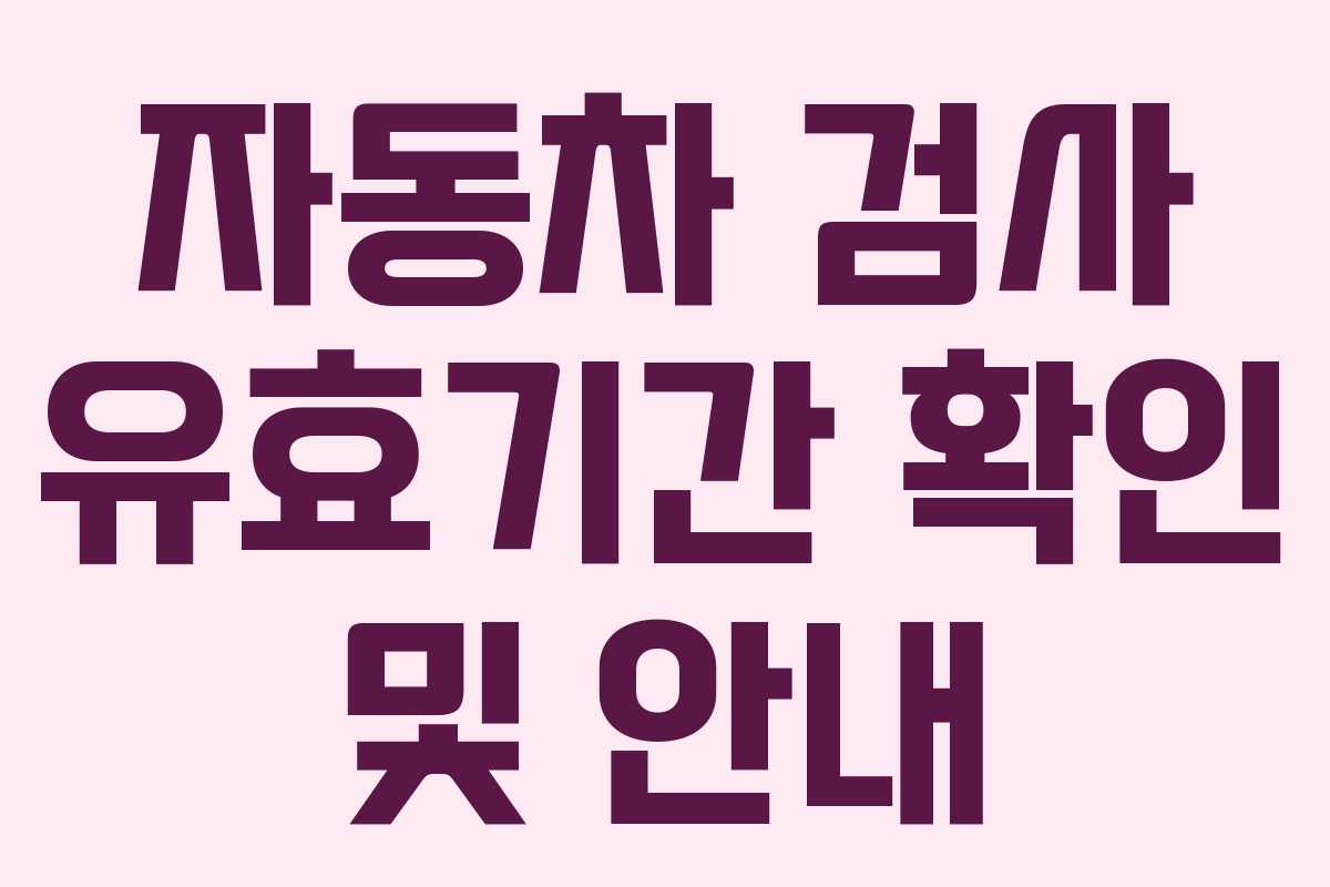 자동차 검사 유효기간 확인 및 안내
