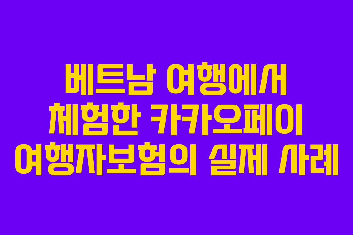 베트남 여행에서 체험한 카카오페이 여행자보험의 실제 사례