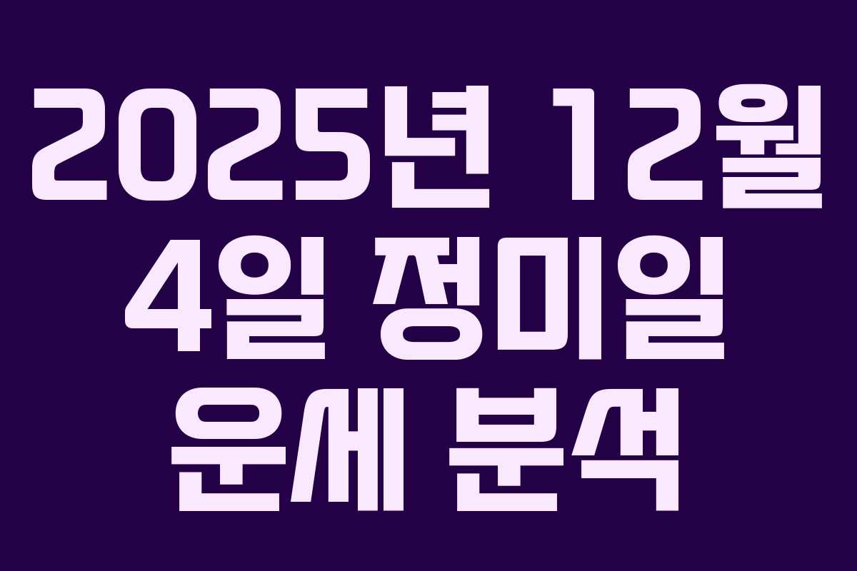 2025년 12월 4일 정미일 운세 분석
