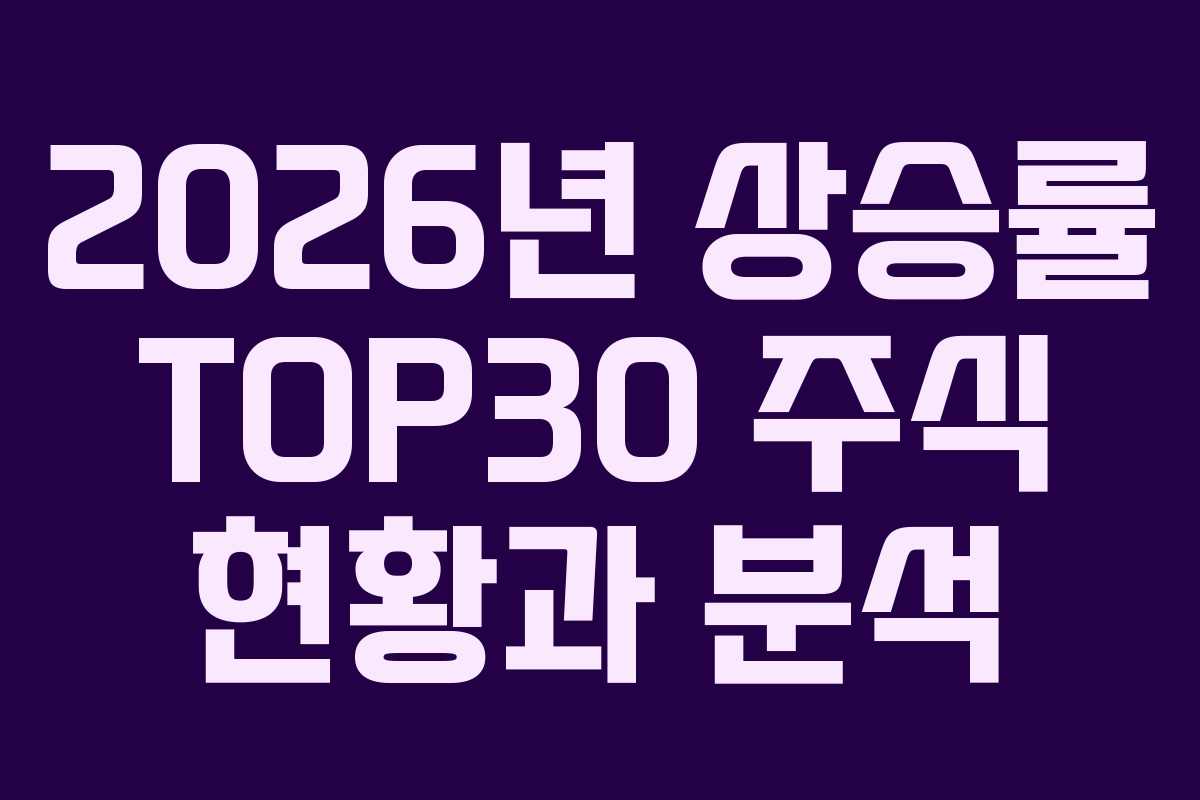 2026년 상승률 TOP30 주식 현황과 분석