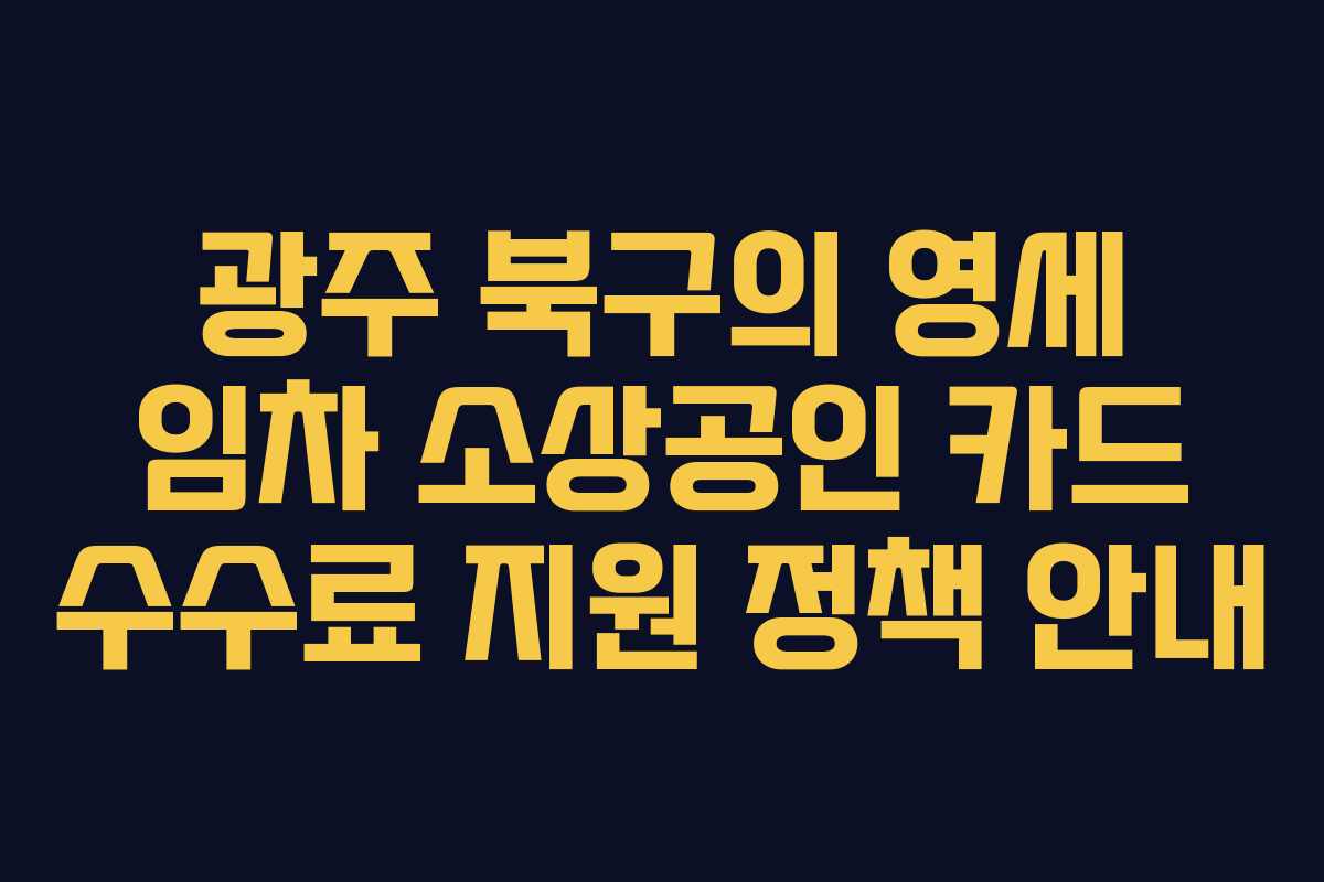 광주 북구의 영세 임차 소상공인 카드 수수료 지원 정책 안내