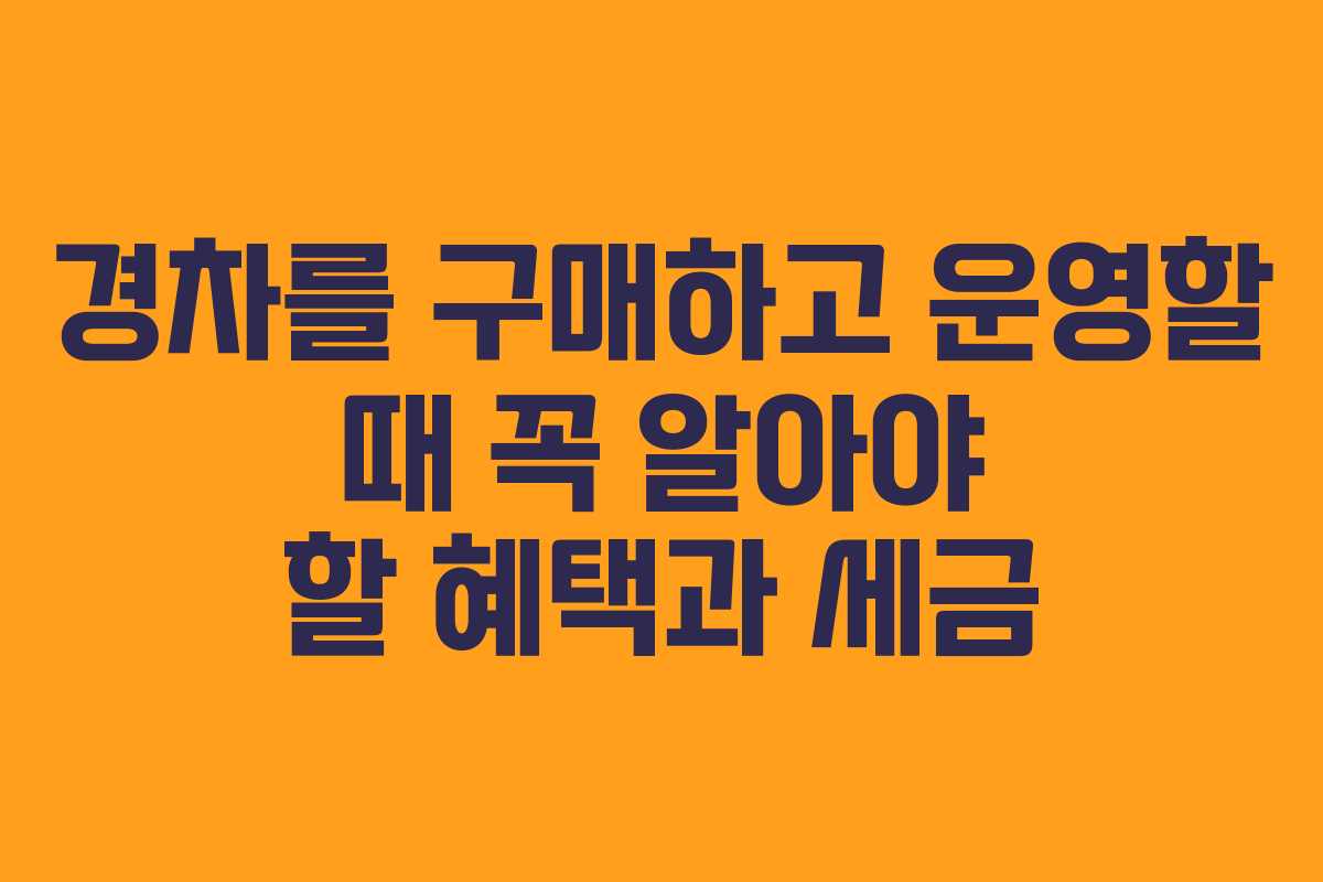 경차를 구매하고 운영할 때 꼭 알아야 할 혜택과 세금