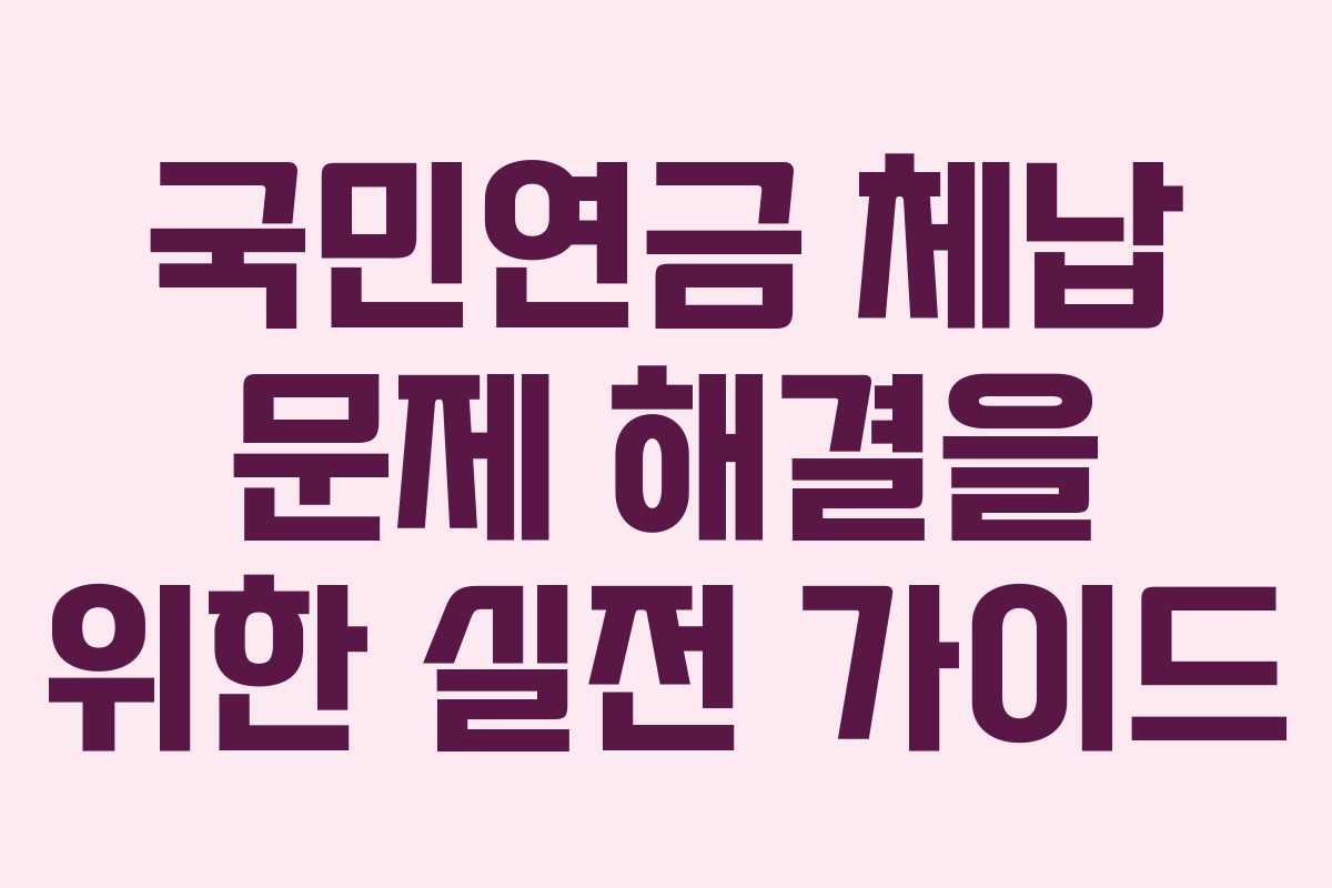 국민연금 체납 문제 해결을 위한 실전 가이드
