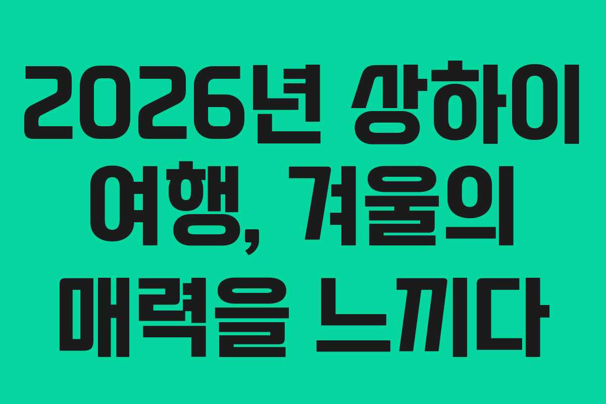 2026년 상하이 여행, 겨울의 매력을 느끼다