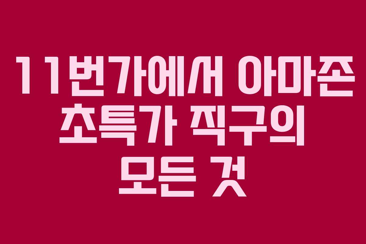 11번가에서 아마존 초특가 직구의 모든 것