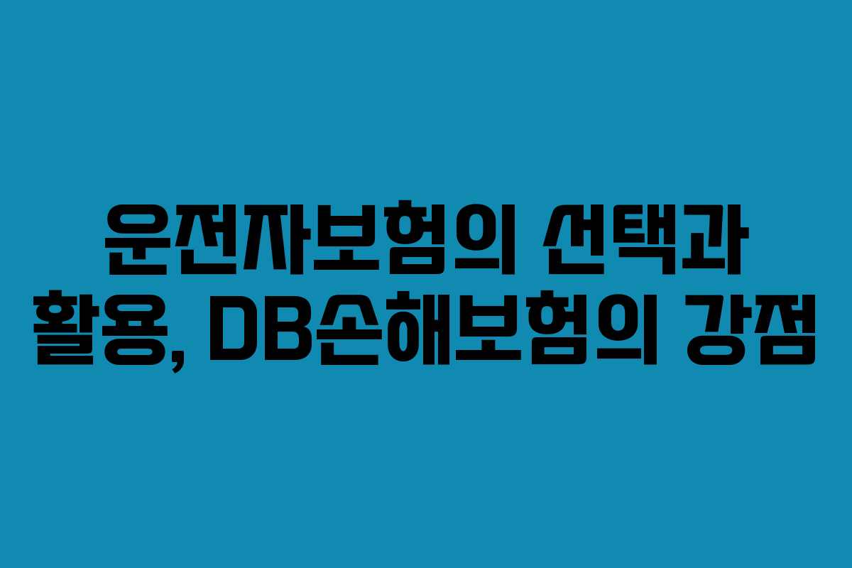 운전자보험의 선택과 활용, DB손해보험의 강점