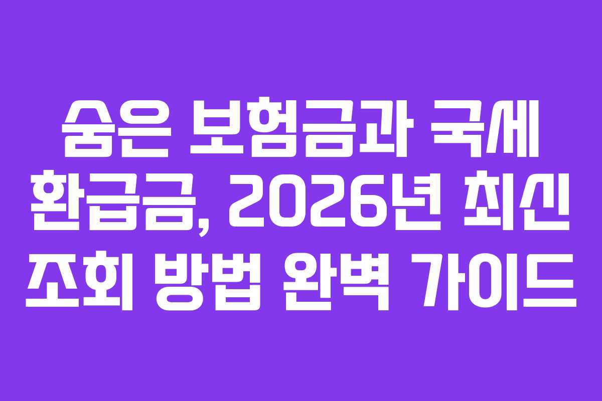 숨은 보험금과 국세 환급금, 2026년 최신 조회 방법 완벽 가이드