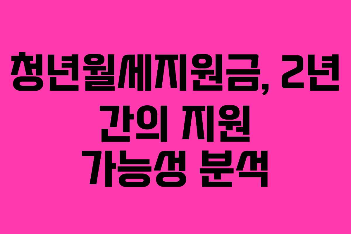 청년월세지원금, 2년 간의 지원 가능성 분석