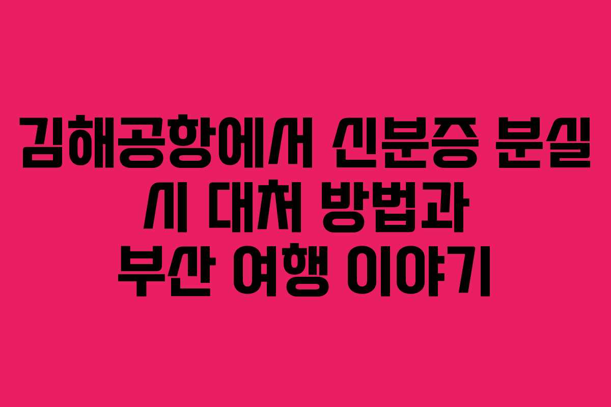 김해공항에서 신분증 분실 시 대처 방법과 부산 여행 이야기