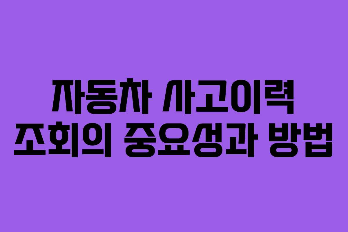 자동차 사고이력 조회의 중요성과 방법