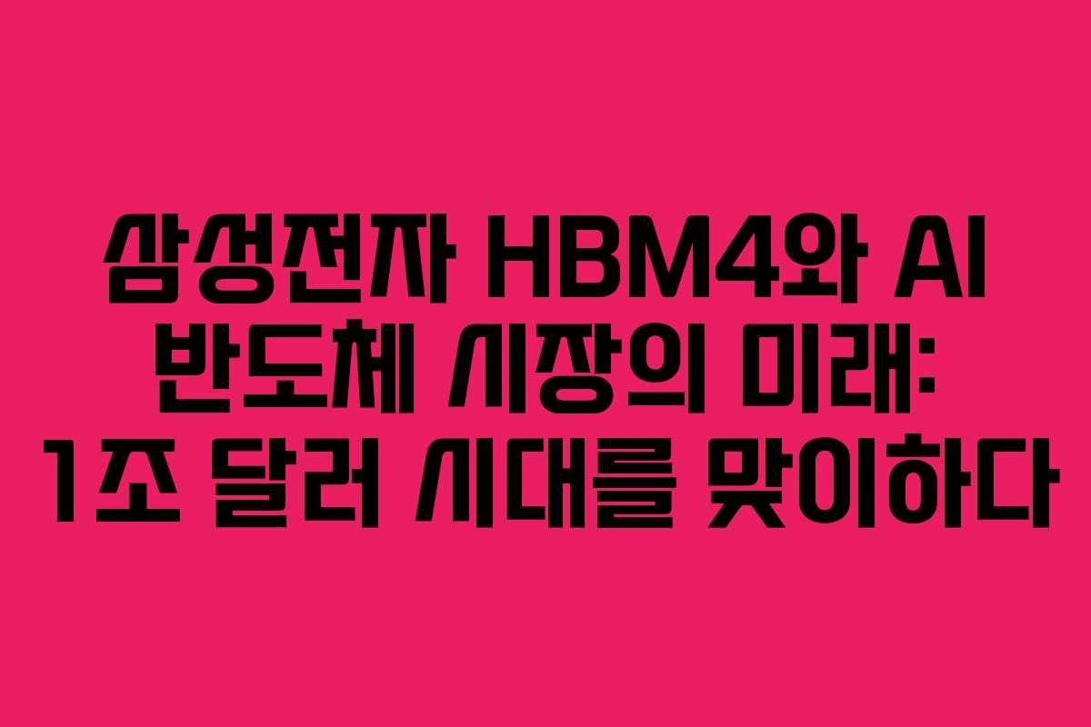 삼성전자 HBM4와 AI 반도체 시장의 미래: 1조 달러 시대를 맞이하다
