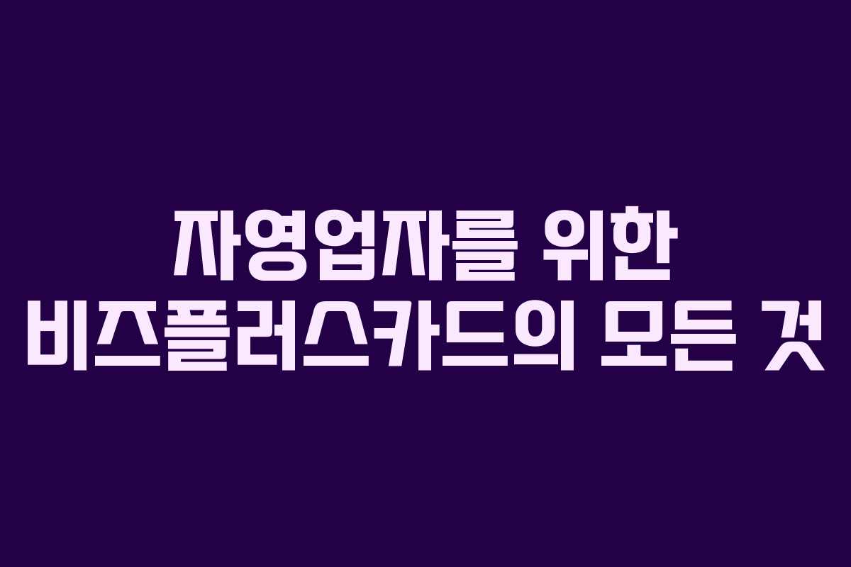 자영업자를 위한 비즈플러스카드의 모든 것