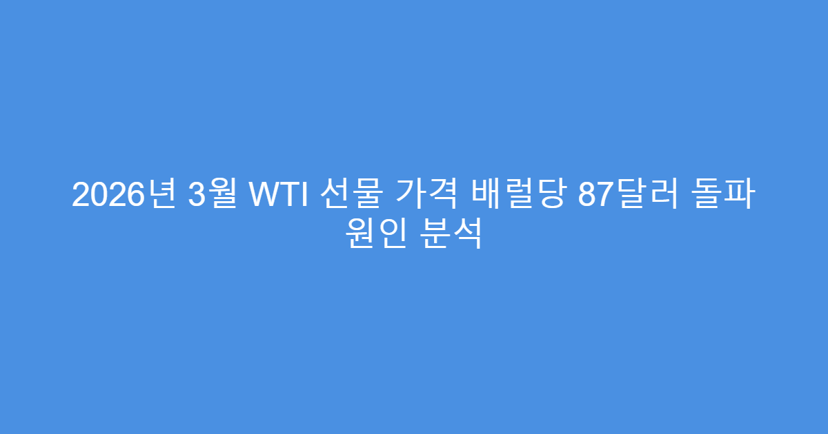 2026년 3월 WTI 선물 가격 배럴당 87달러 돌파 원인 분석