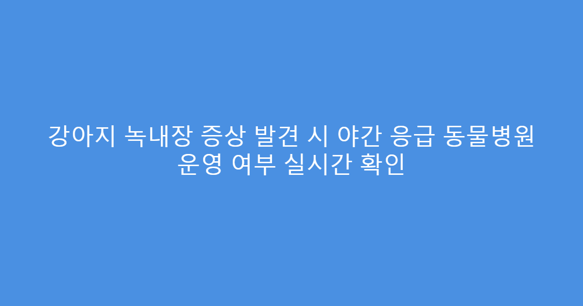 강아지 녹내장 증상 발견 시 야간 응급 동물병원 운영 여부 실시간 확인