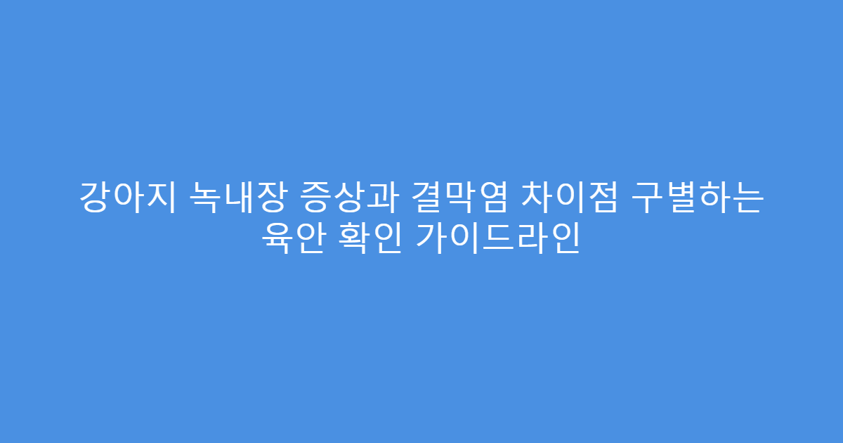 강아지 녹내장 증상과 결막염 차이점 구별하는 육안 확인 가이드라인