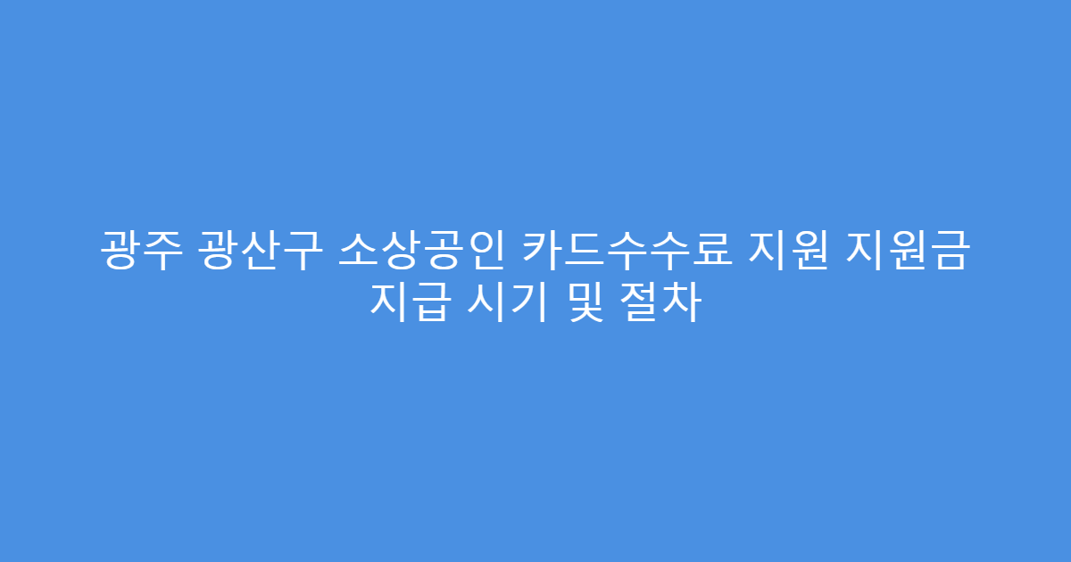 광주 광산구 소상공인 카드수수료 지원 지원금 지급 시기 및 절차