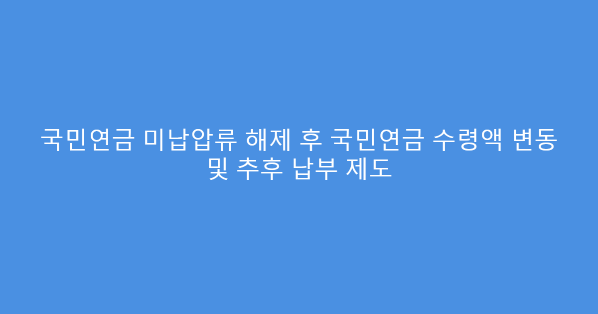 국민연금 미납압류 해제 후 국민연금 수령액 변동 및 추후 납부 제도