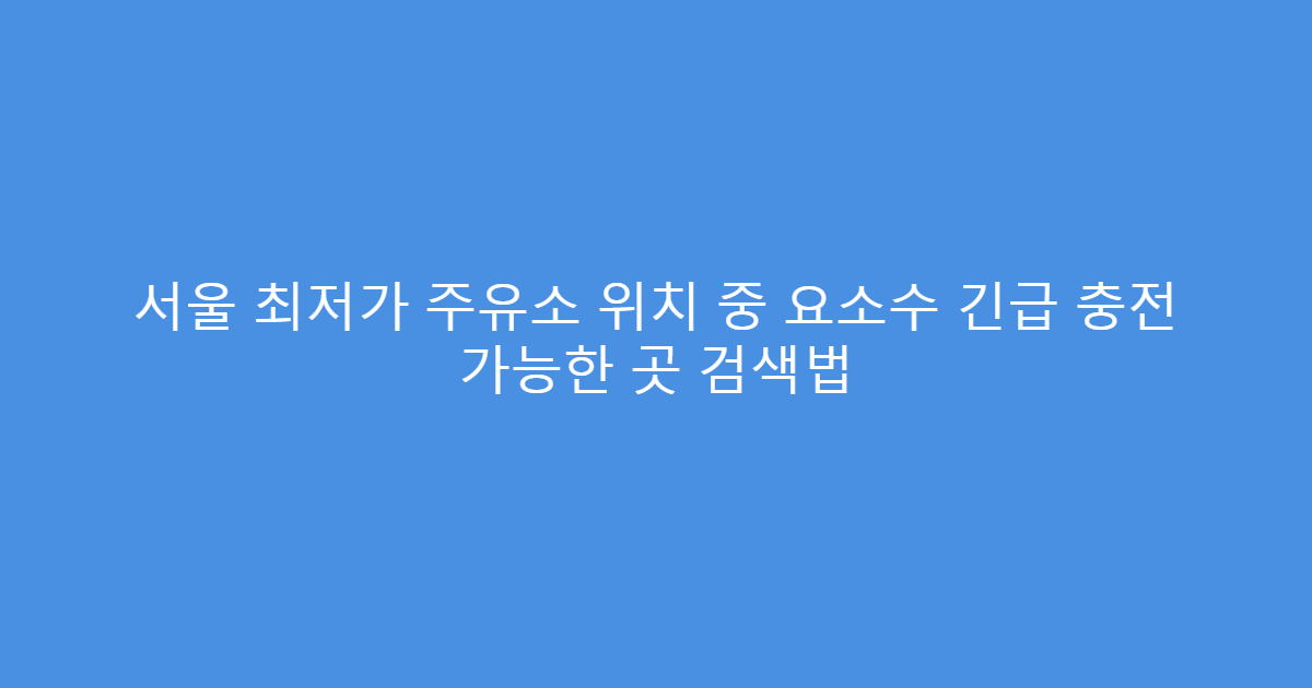 서울 최저가 주유소 위치 중 요소수 긴급 충전 가능한 곳 검색법