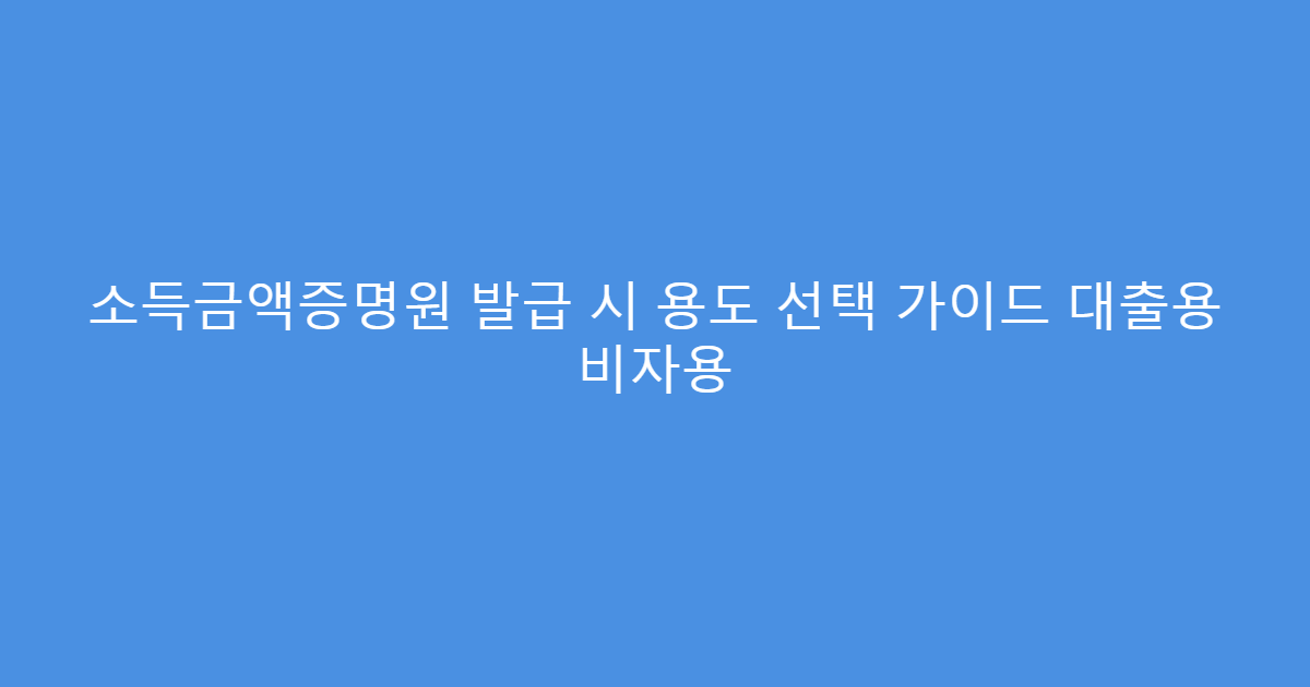 소득금액증명원 발급 시 용도 선택 가이드 대출용 비자용