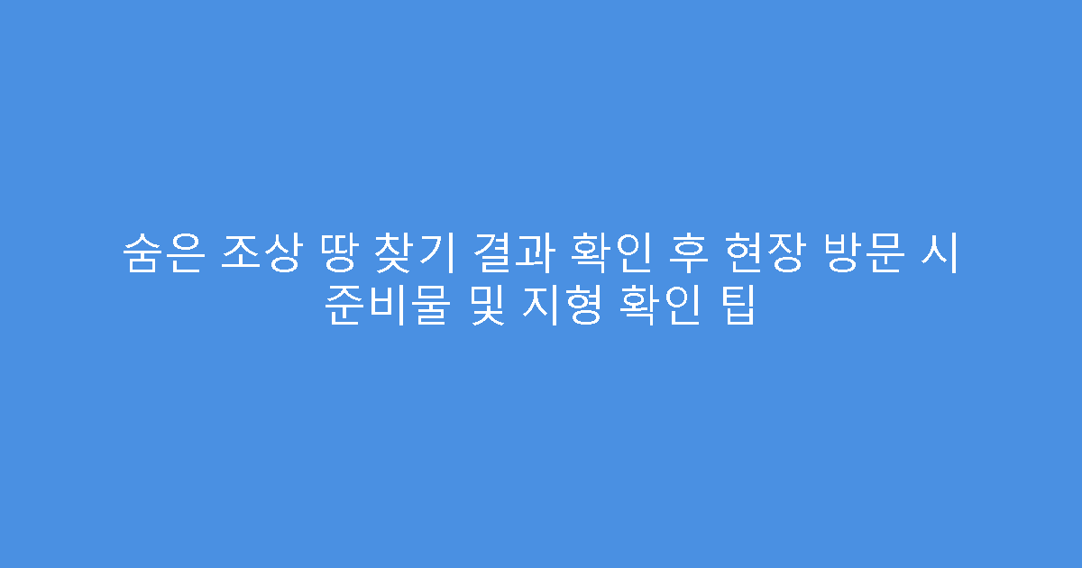 숨은 조상 땅 찾기 결과 확인 후 현장 방문 시 준비물 및 지형 확인 팁