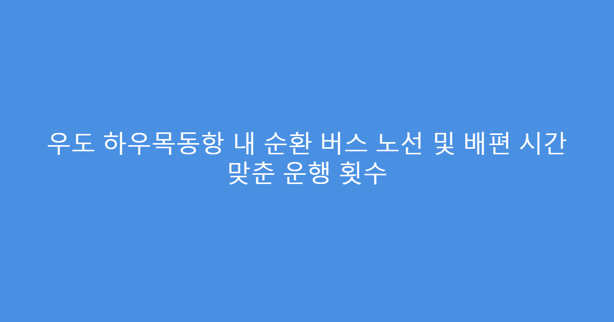우도 하우목동항 내 순환 버스 노선 및 배편 시간 맞춘 운행 횟수
