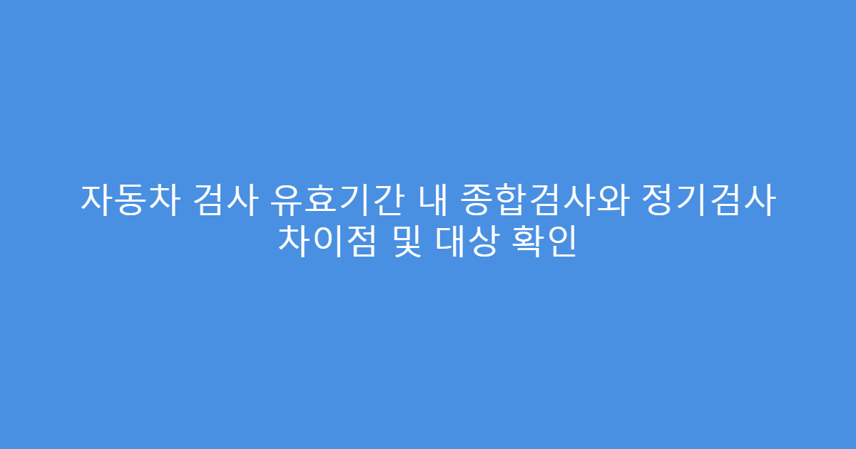 자동차 검사 유효기간 내 종합검사와 정기검사 차이점 및 대상 확인