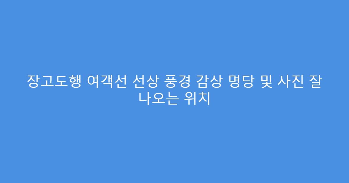 장고도행 여객선 선상 풍경 감상 명당 및 사진 잘 나오는 위치