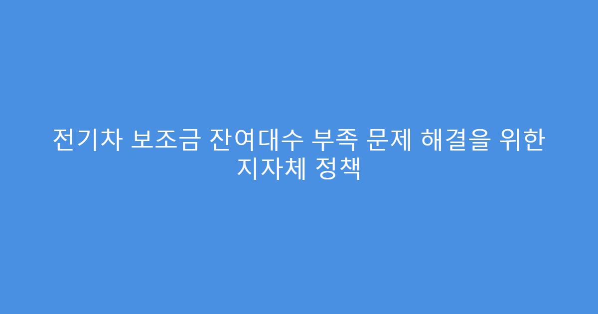 전기차 보조금 잔여대수 부족 문제 해결을 위한 지자체 정책