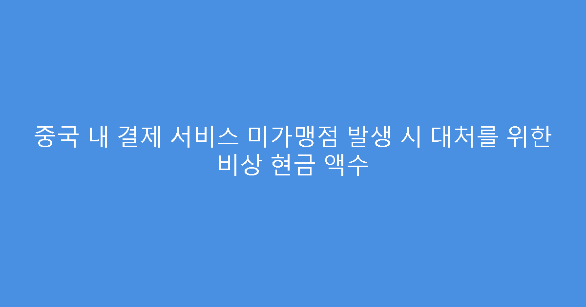 중국 내 결제 서비스 미가맹점 발생 시 대처를 위한 비상 현금 액수