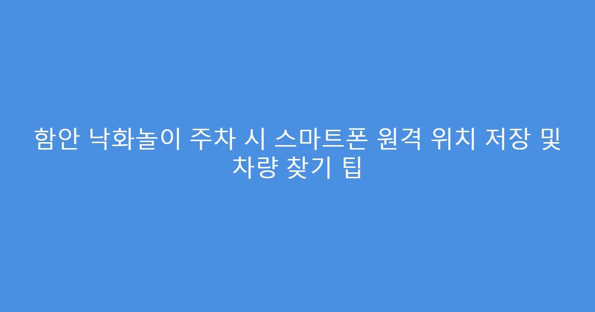 함안 낙화놀이 주차 시 스마트폰 원격 위치 저장 및 차량 찾기 팁