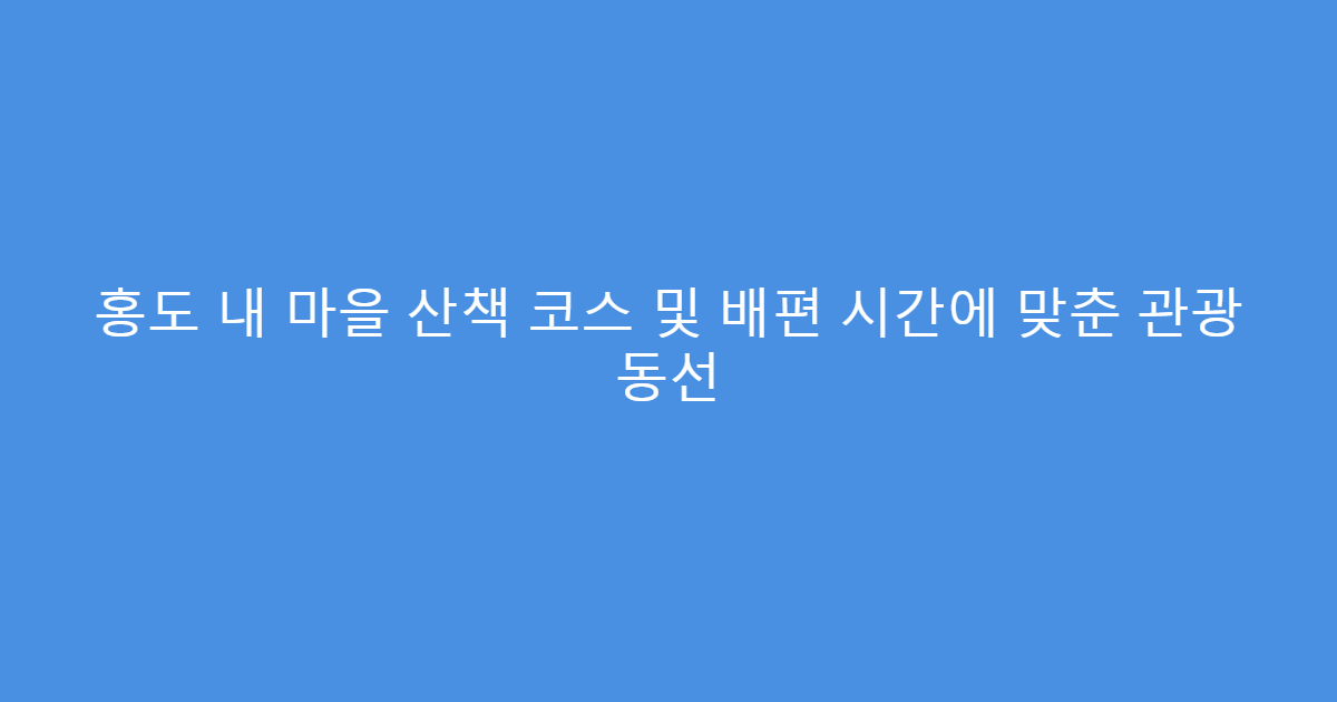 홍도 내 마을 산책 코스 및 배편 시간에 맞춘 관광 동선