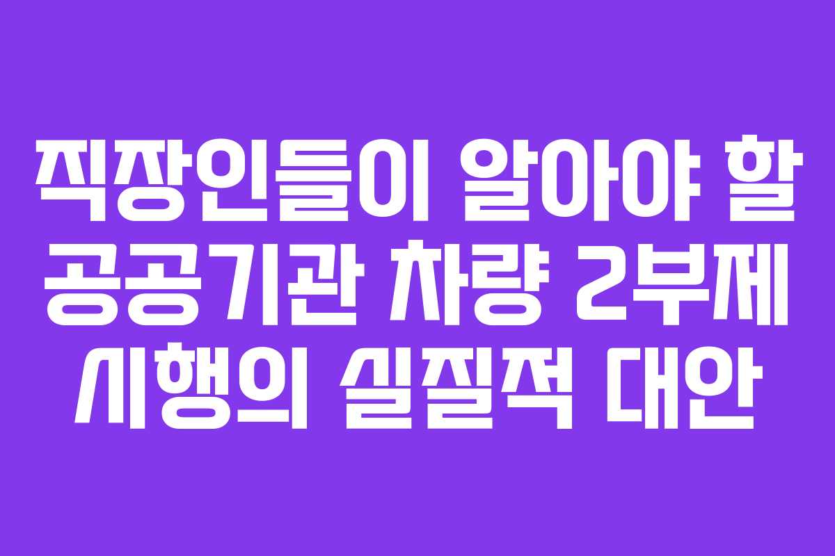 직장인들이 알아야 할 공공기관 차량 2부제 시행의 실질적 대안