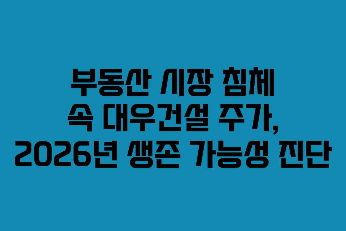 부동산 시장 침체 속 대우건설 주가, 2026년 생존 가능성 진단