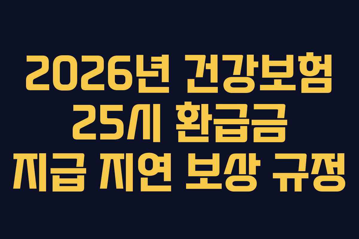 2026년 건강보험 25시 환급금 지급 지연 보상 규정