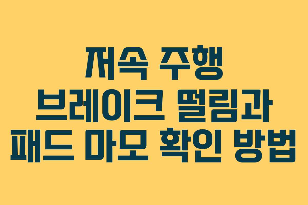 저속 주행 브레이크 떨림과 패드 마모 확인 방법