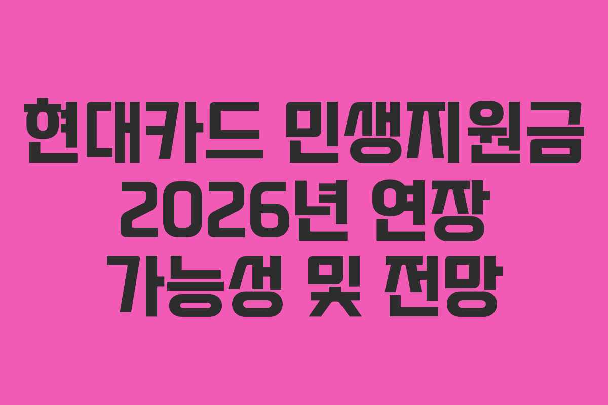 현대카드 민생지원금 2026년 연장 가능성 및 전망