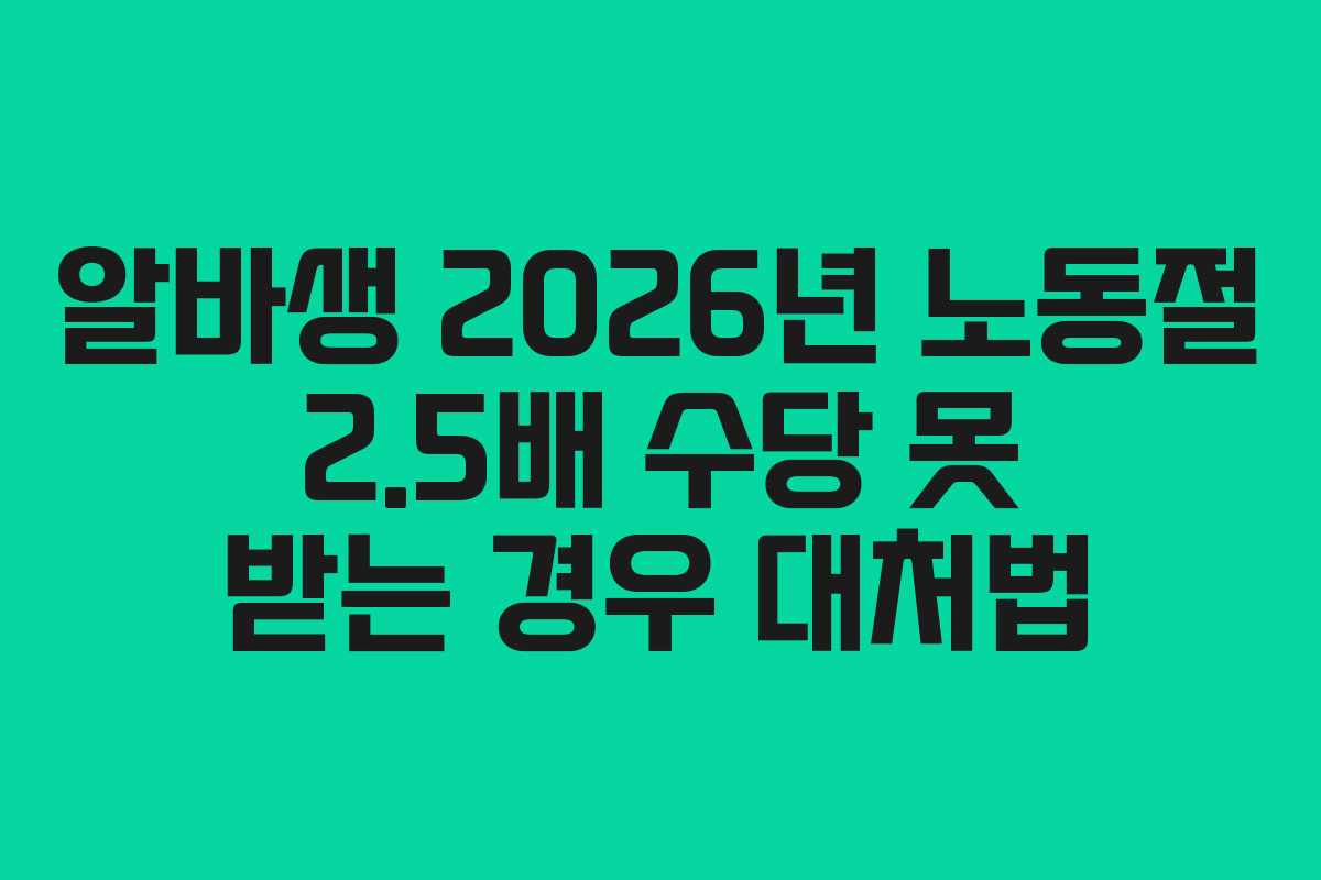 알바생 2026년 노동절 2.5배 수당 못 받는 경우 대처법