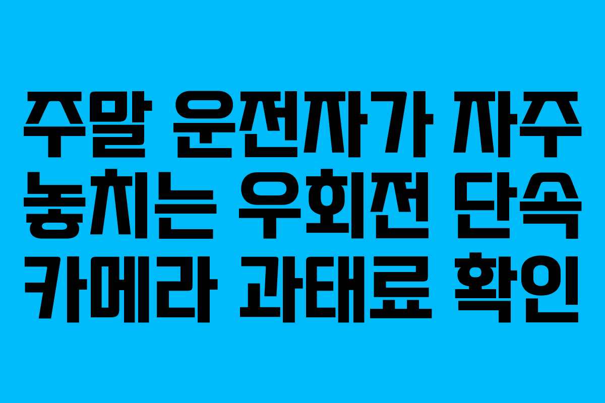 주말 운전자가 자주 놓치는 우회전 단속 카메라 과태료 확인