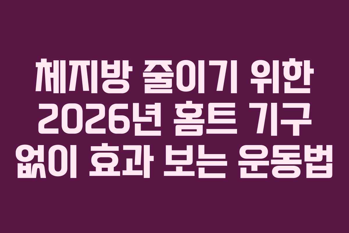 체지방 줄이기 위한 2026년 홈트 기구 없이 효과 보는 운동법