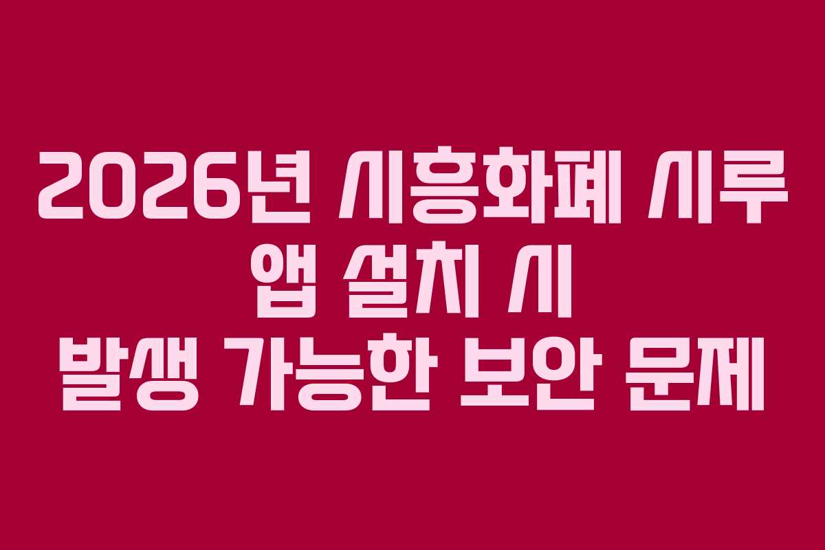 2026년 시흥화폐 시루 앱 설치 시 발생 가능한 보안 문제