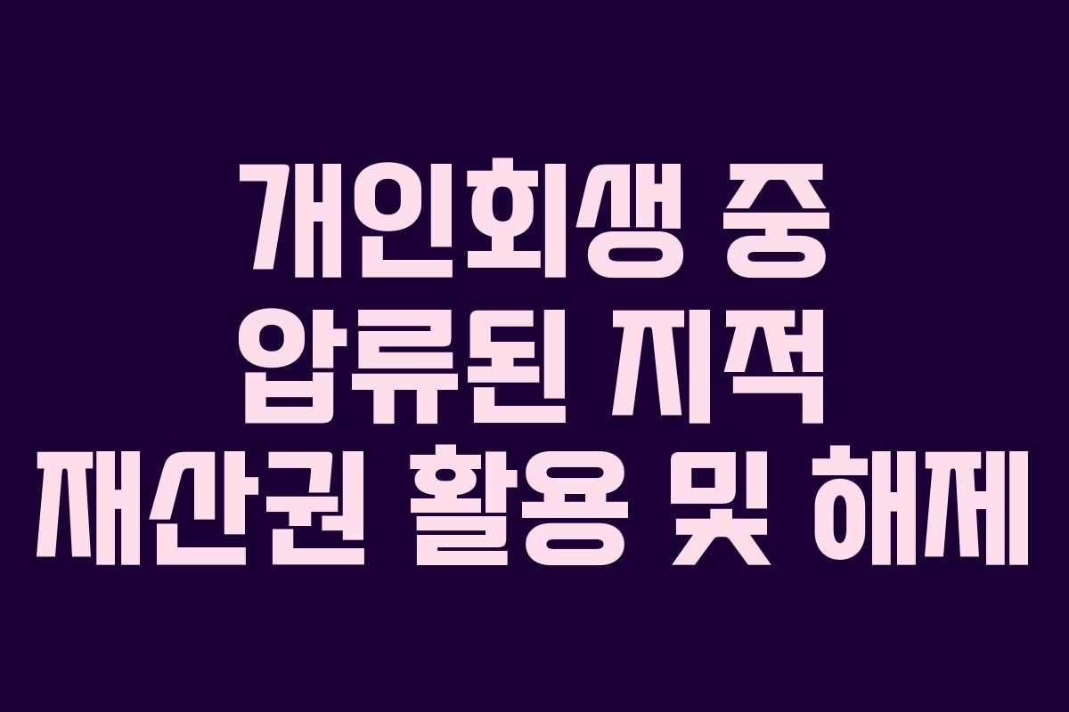개인회생 중 압류된 지적 재산권 활용 및 해제
