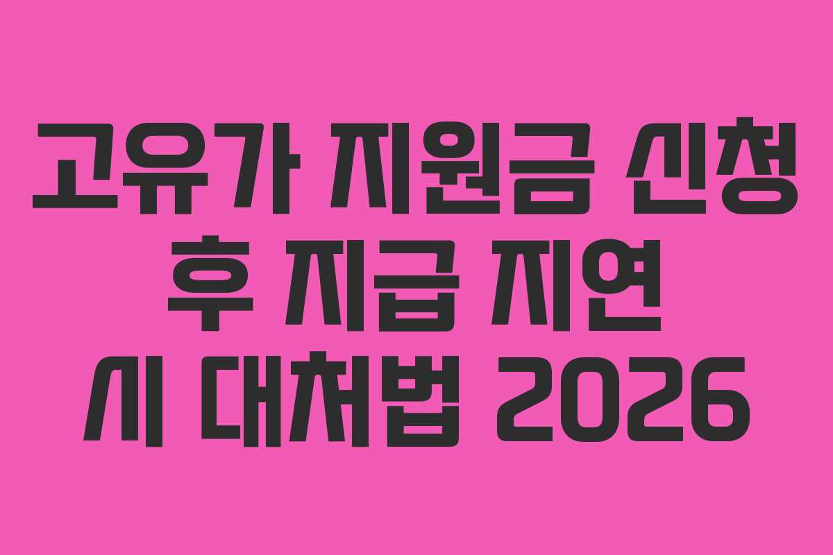 고유가 지원금 신청 후 지급 지연 시 대처법 2026