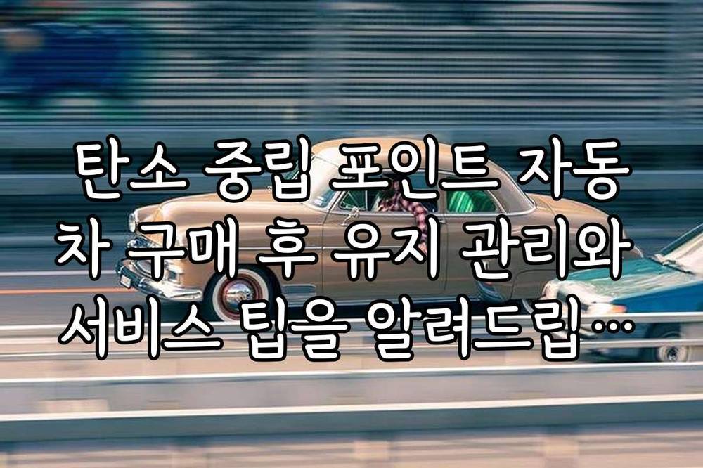 탄소 중립 포인트 자동차 구매 후 유지 관리와 서비스 팁을 알려드립니다