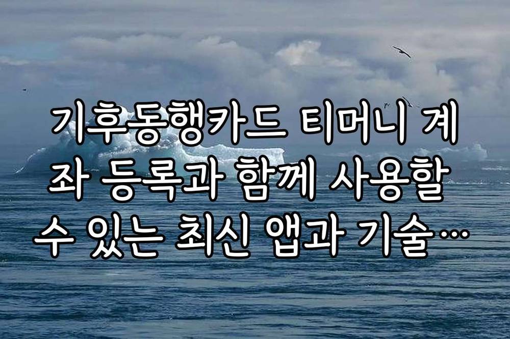 기후동행카드 티머니 계좌 등록과 함께 사용할 수 있는 최신 앱과 기술 소개