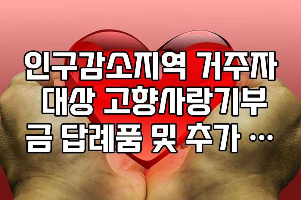 인구감소지역 거주자 대상 고향사랑기부금 답례품 및 추가 포인트 혜택